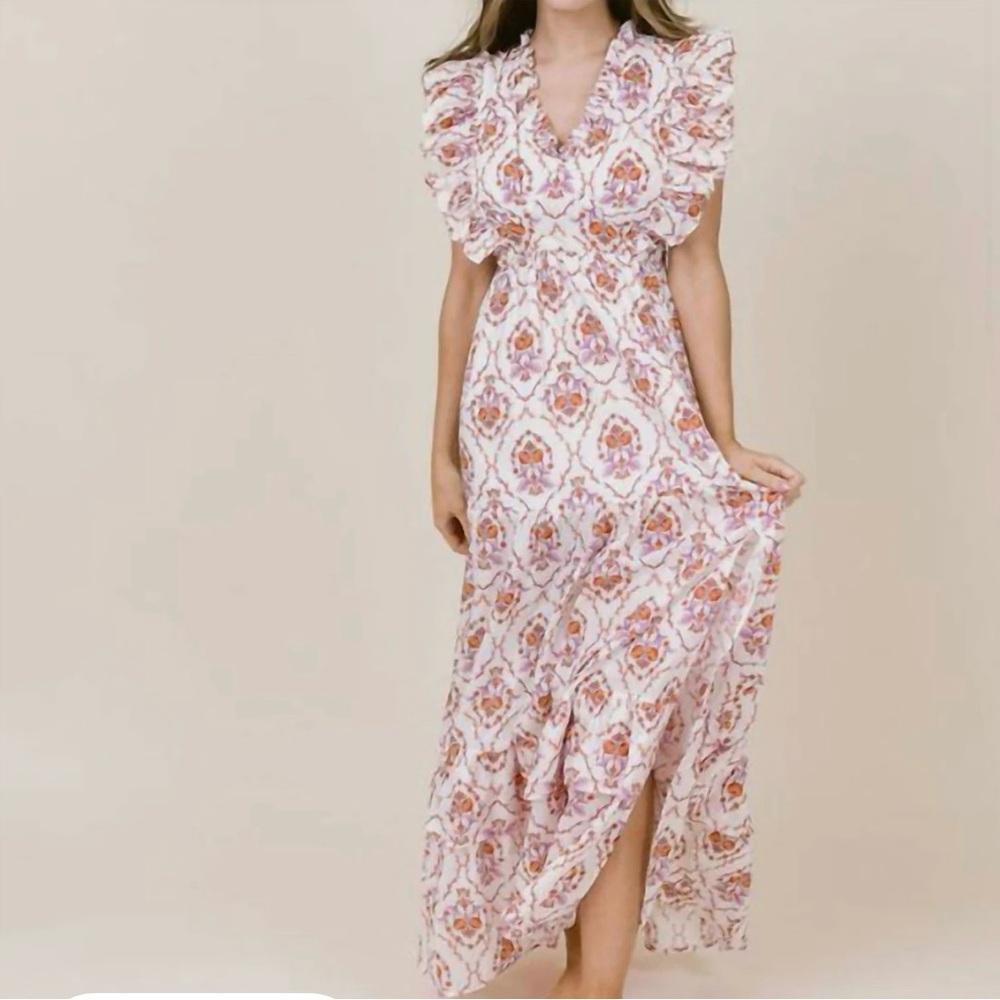 LA ROQUE MARLOWE DRESS calico pink size small.  WORN ONE TIME